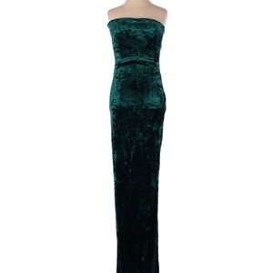 by the way. Faith green crushed velvet strapless dress long gown side slit